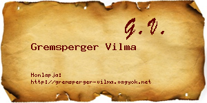 Gremsperger Vilma névjegykártya